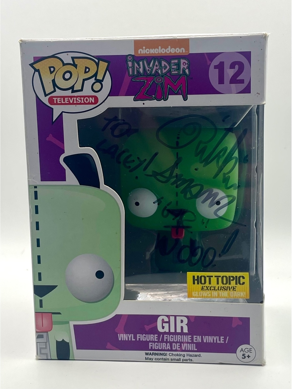 Funko Pop! Invader Zim GIR #12 Hot Topic GITD Autographed Rikki Simons "GIR"